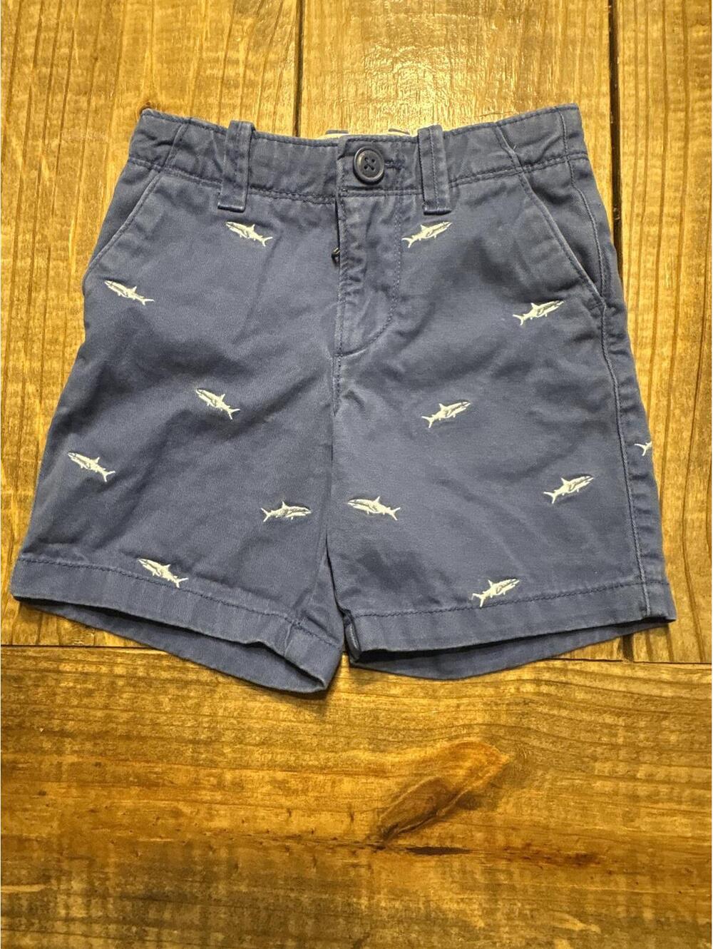 GAP Toddler Boys Navy Shark Embroidered Shorts Size 2 Years Toddler Kids